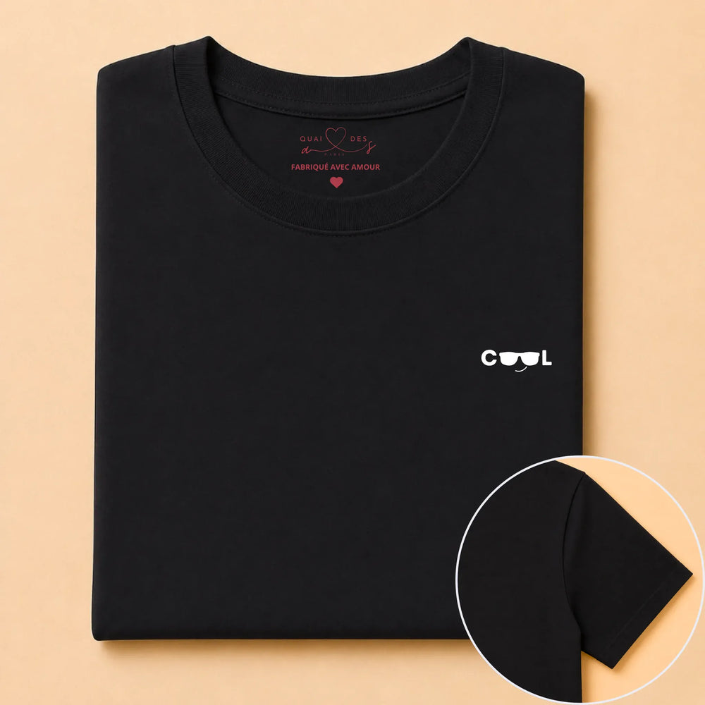 T-Shirt Papa cool T-shirt Front & Manche Gauche Homme / Noir / S