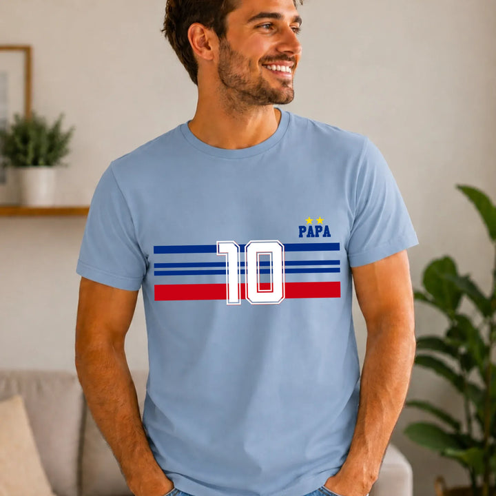 T-shirt Personnalisé - Papa Mini Équipe de France Adulte / Bleu Clair / S
