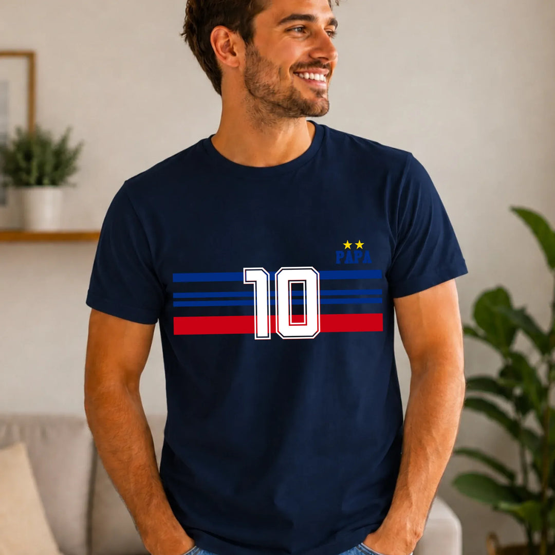 T-shirt Personnalisé - Papa Mini Équipe de France Adulte / Bleu Marine / S