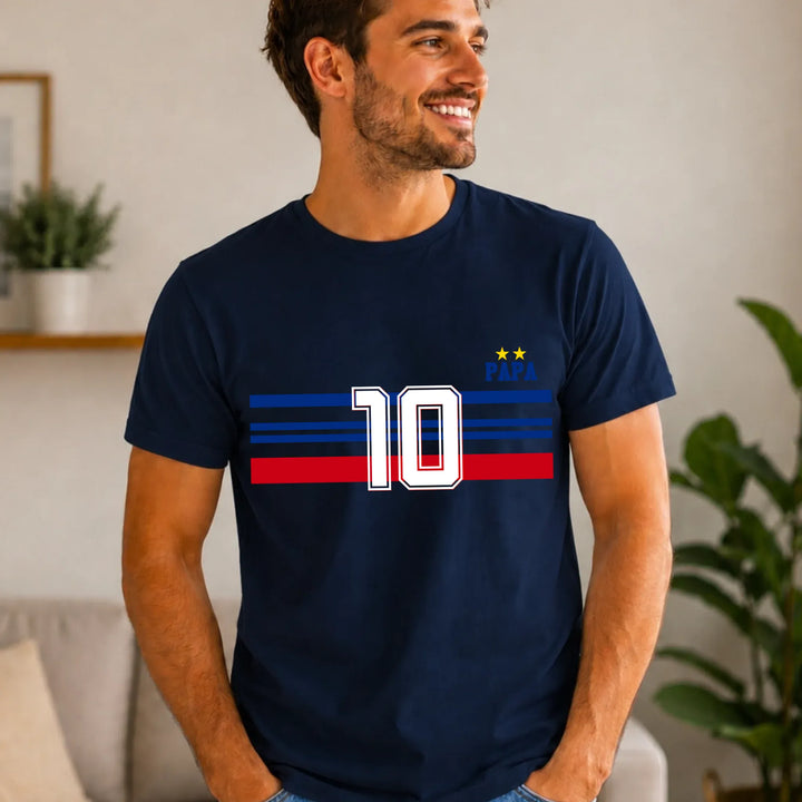 T-shirt Personnalisé - Papa Mini Équipe de France Adulte / Bleu Marine / S