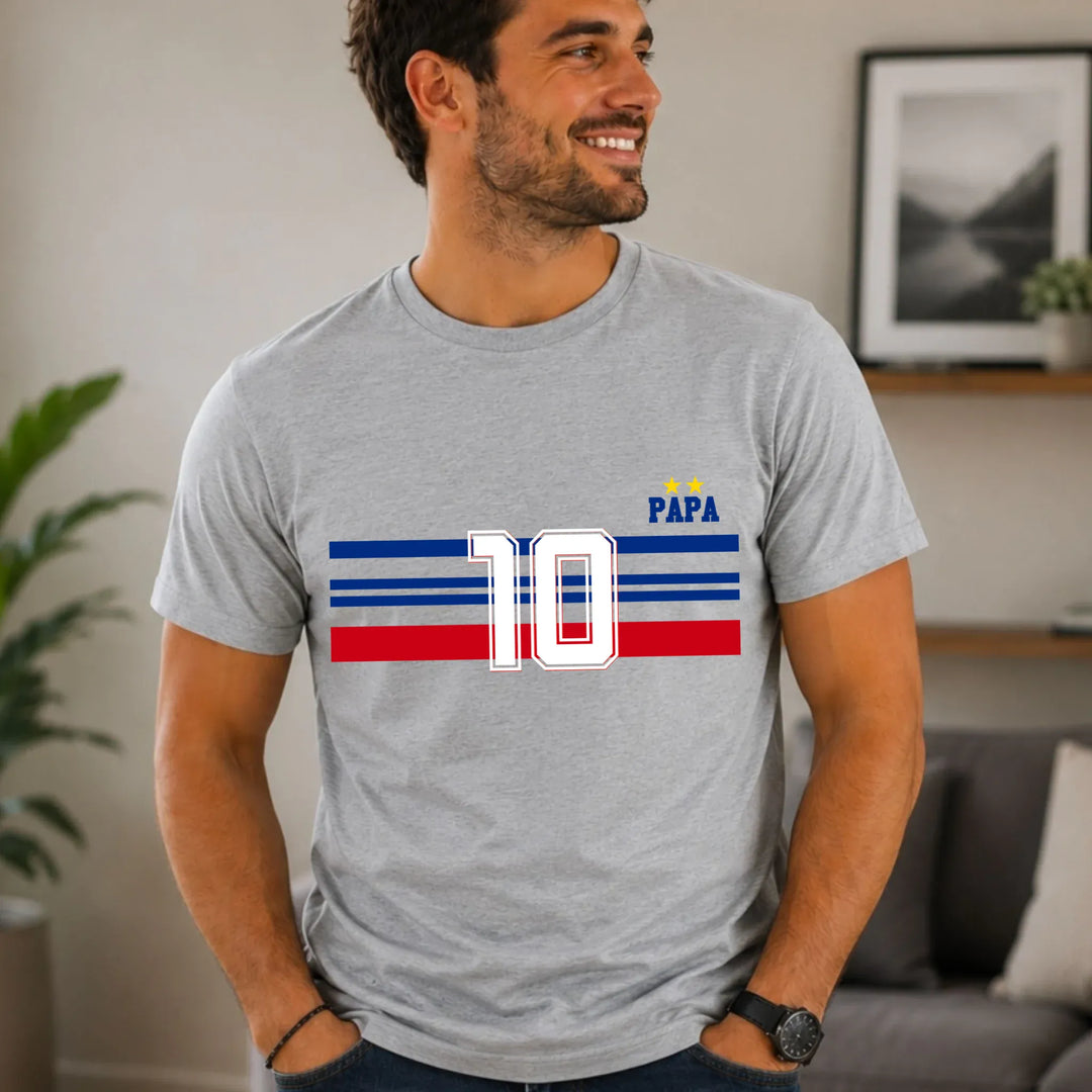T-shirt Personnalisé - Papa Mini Équipe de France Adulte / Gris / S