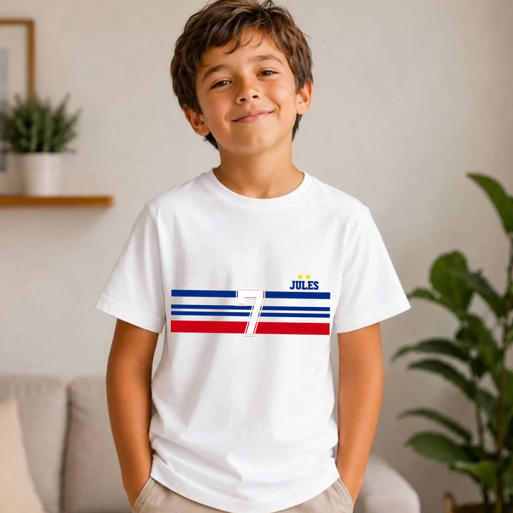 T-shirt Personnalisé - Papa Mini Équipe de France Enfant / Blanc / L