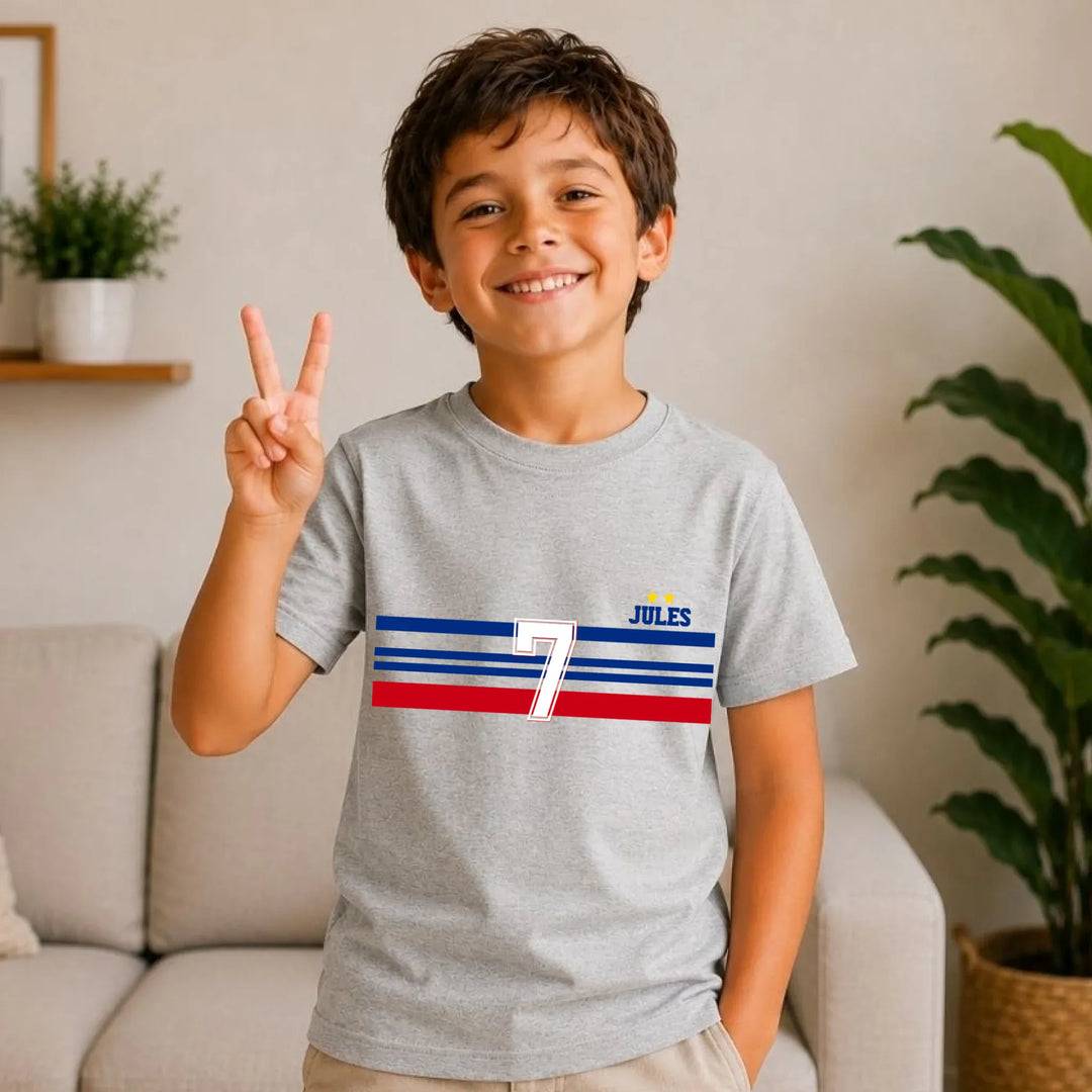 T-shirt Personnalisé - Papa Mini Équipe de France Enfant / Gris / L