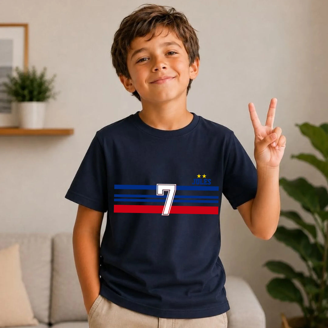 T-shirt Personnalisé - Papa Mini Équipe de France Enfant / Marine / L