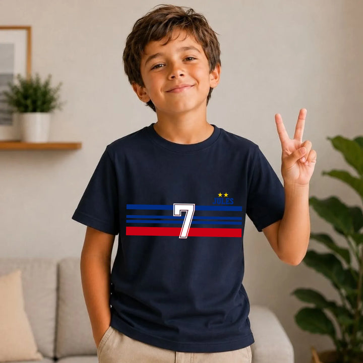 T-shirt Personnalisé - Papa Mini Équipe de France Enfant / Marine / L