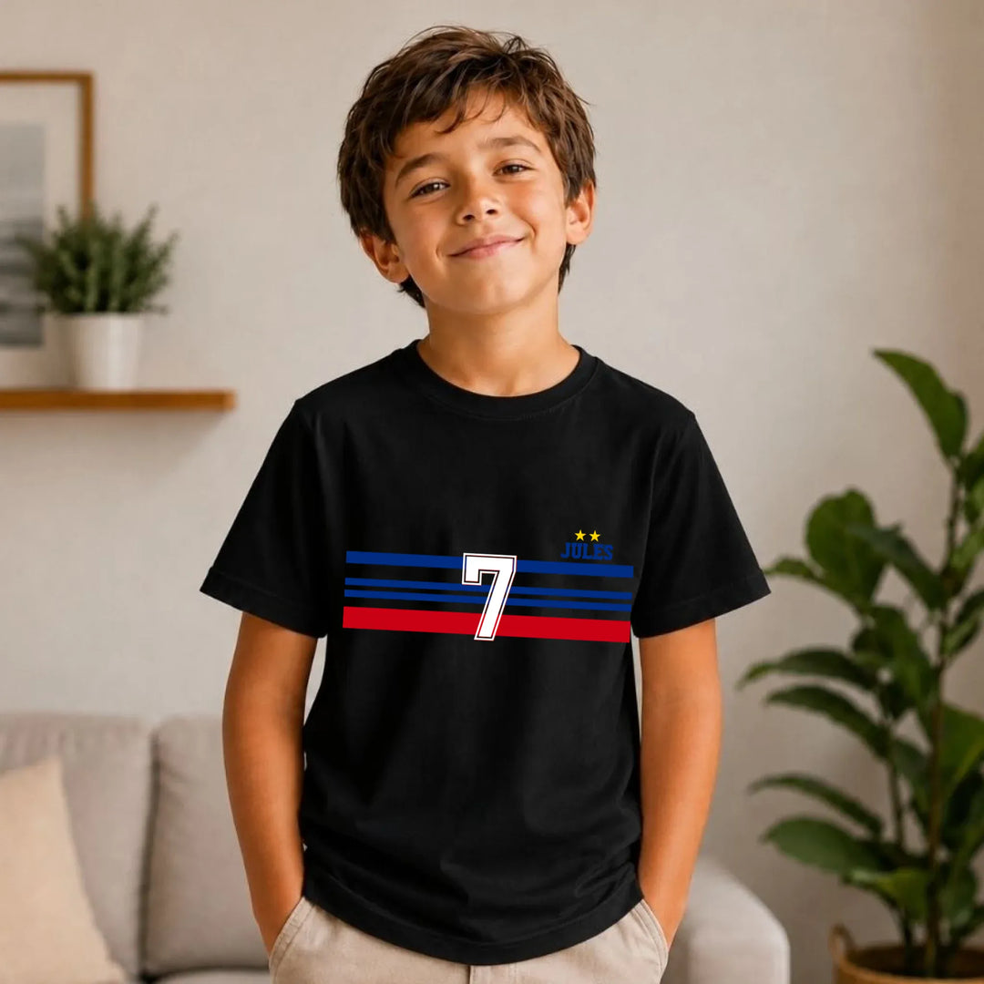 T-shirt Personnalisé - Papa Mini Équipe de France Enfant / Noir / L