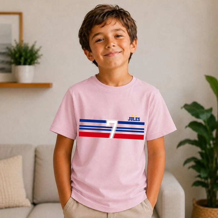 T-shirt Personnalisé - Papa Mini Équipe de France Enfant / Rose Clair / L