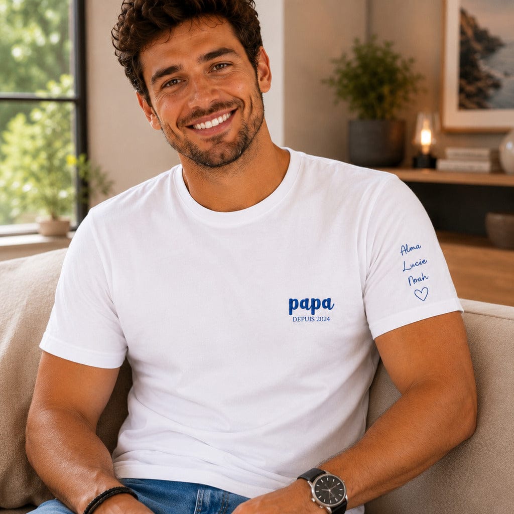 T shirt papa depuis brodé