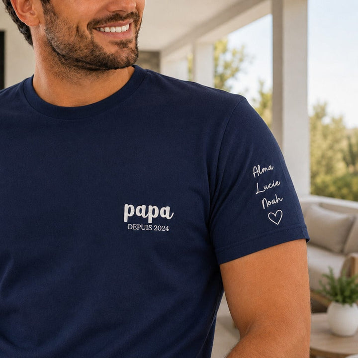 T shirt papa depuis brodé