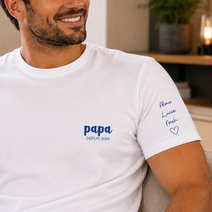 T shirt papa depuis brodé