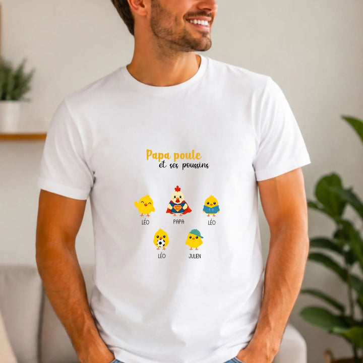 T-shirt personnalisé - Papa Poule et ses Poussins
