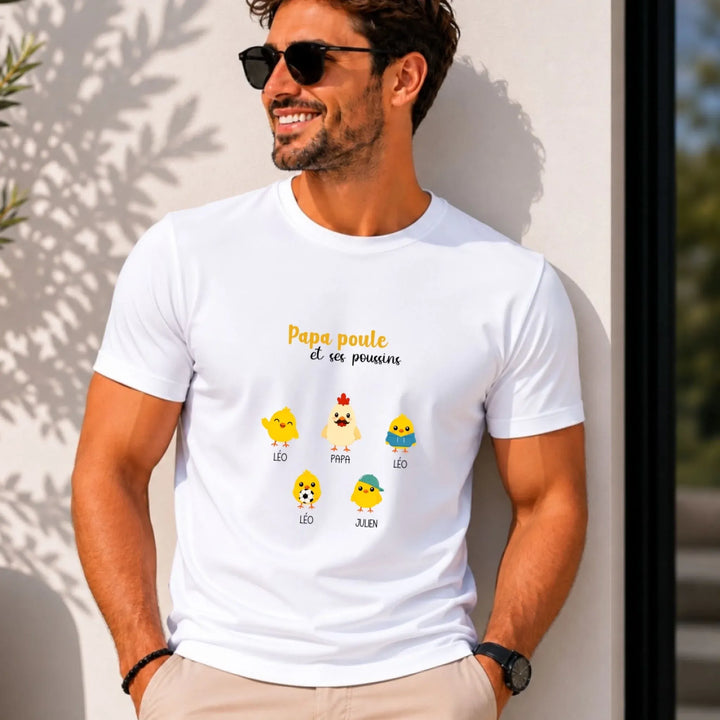 T-shirt personnalisé - Papa Poule et ses Poussins