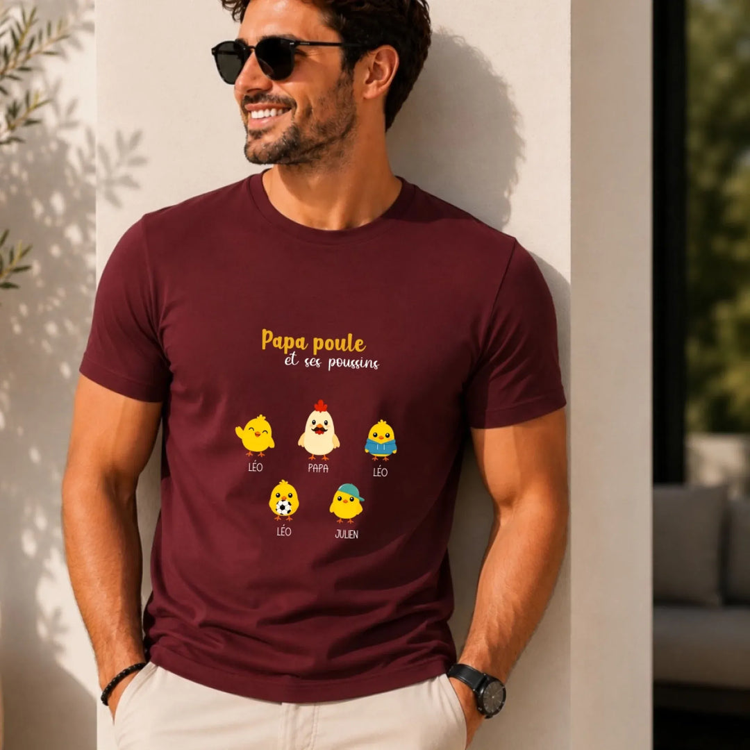 T-shirt personnalisé - Papa Poule et ses Poussins
