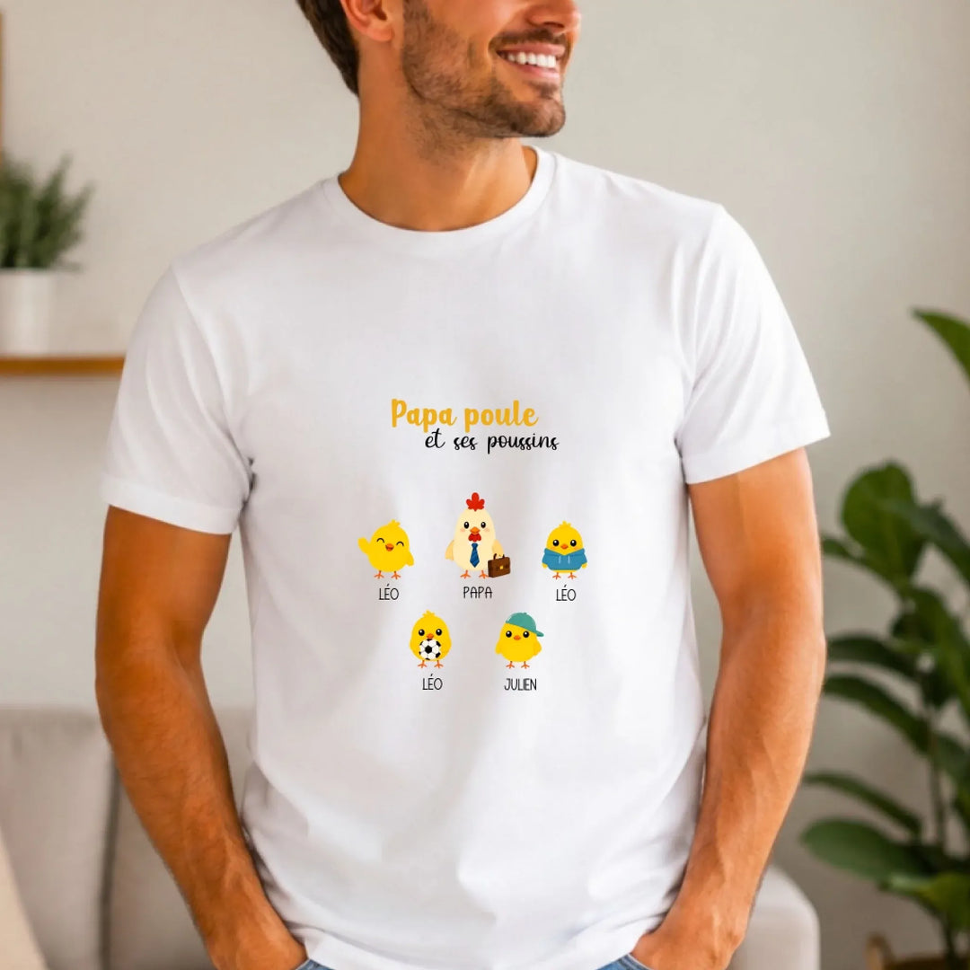 T-shirt personnalisé - Papa Poule et ses Poussins