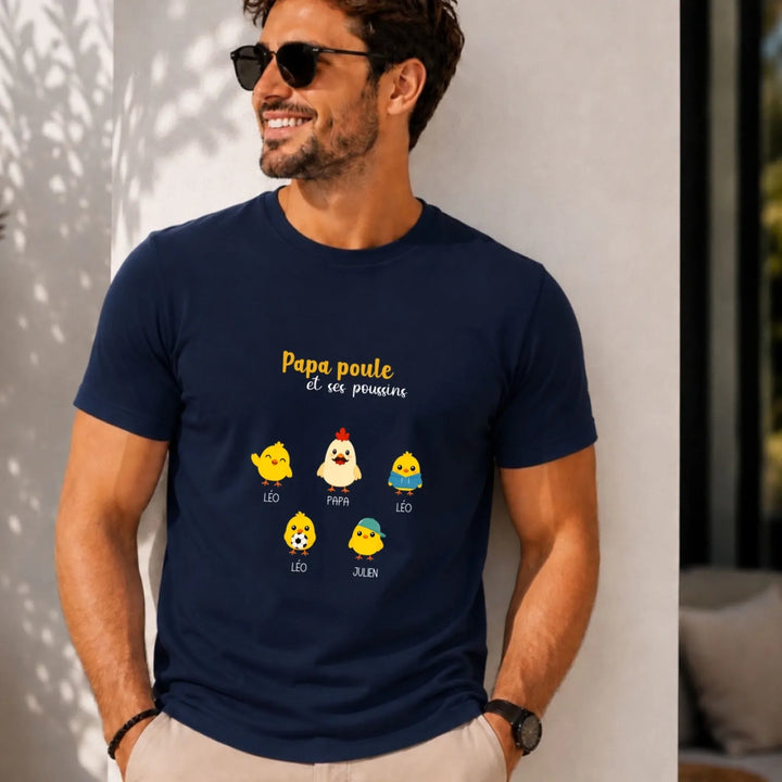 T-shirt personnalisé - Papa Poule et ses Poussins