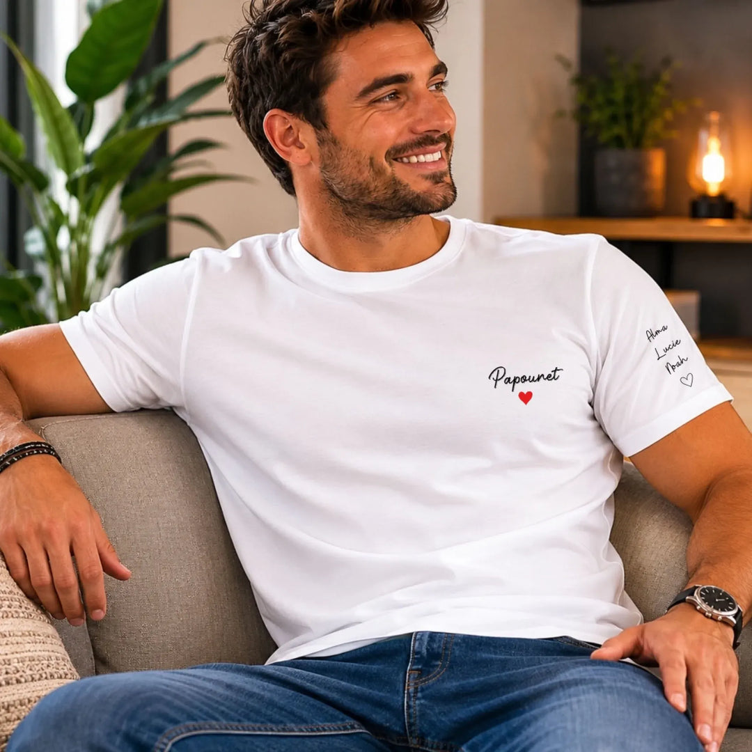 T-shirt Personnalisé - Papounet avec prénoms d'enfants