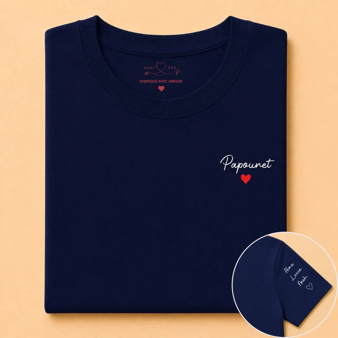 T-shirt Personnalisé - Papounet avec prénoms d'enfants