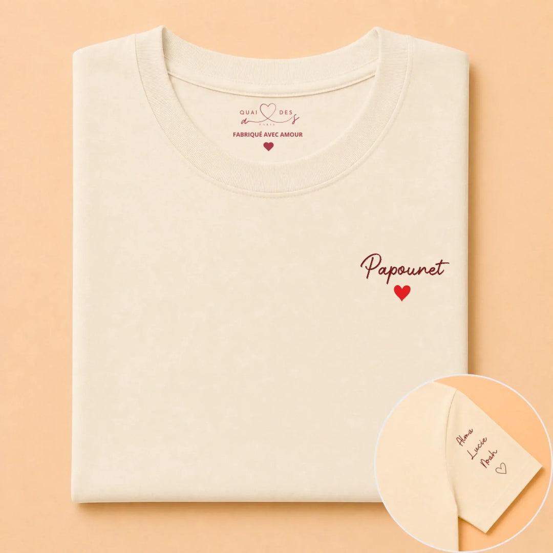 T-shirt Personnalisé - Papounet avec prénoms d'enfants