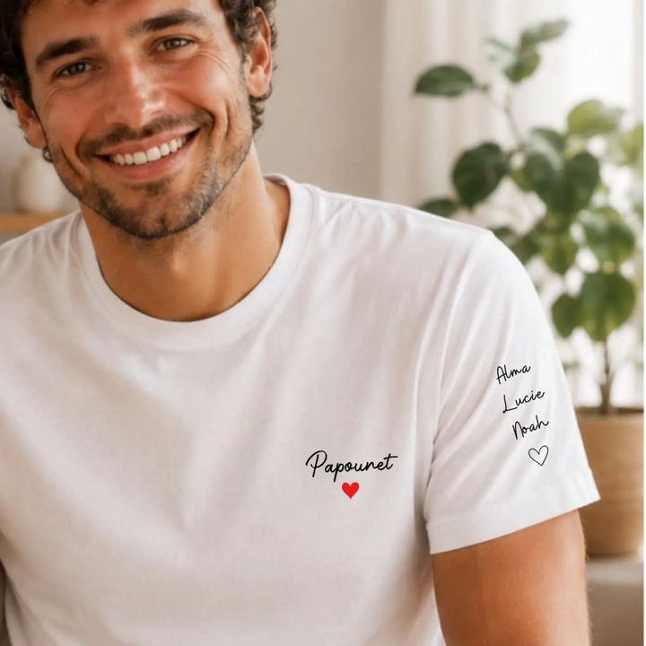 T-shirt Personnalisé - Papounet avec prénoms d'enfants Blanc / S