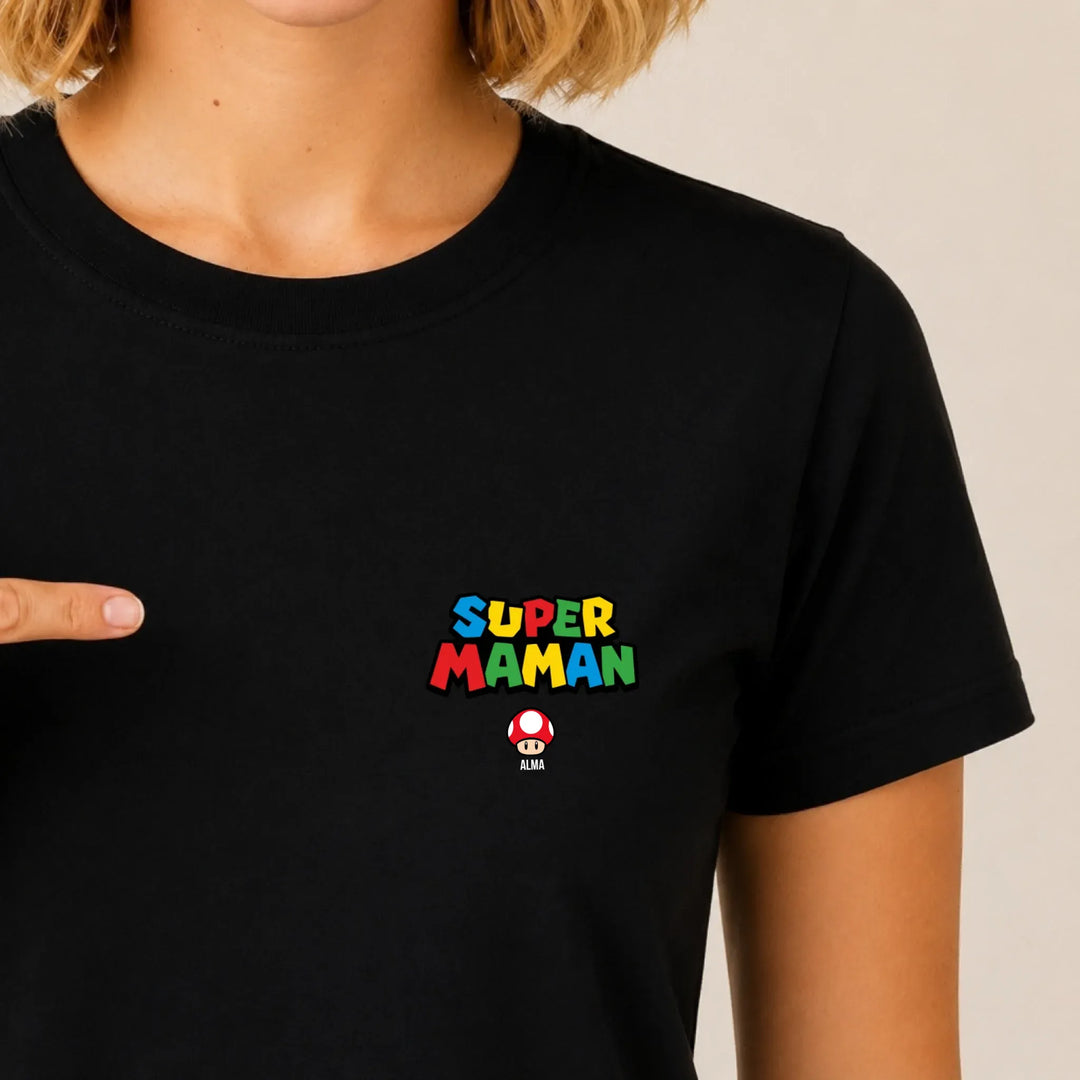 T-shirt super maman T-shirt Poitrine Femme | Gildan® 5000 DTF 2.0 / Blanc / L