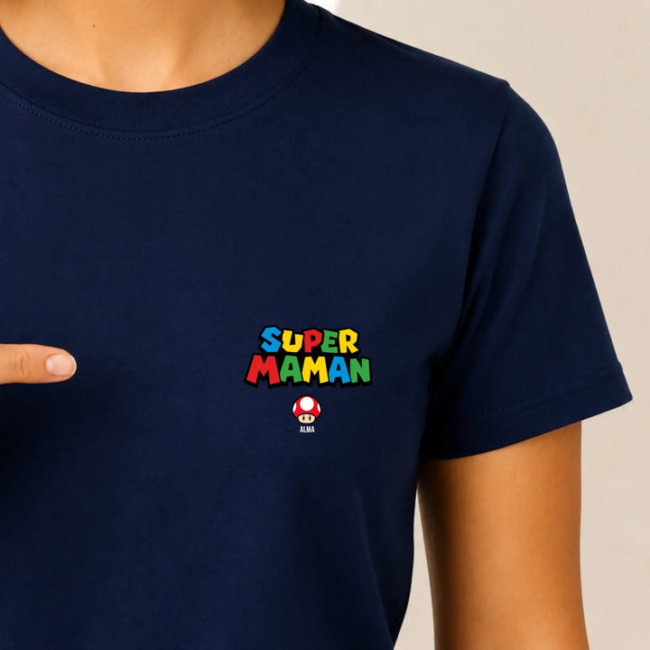T-shirt super maman T-shirt Poitrine Femme | Gildan® 5000 DTF 2.0 / Bleu Marine / S