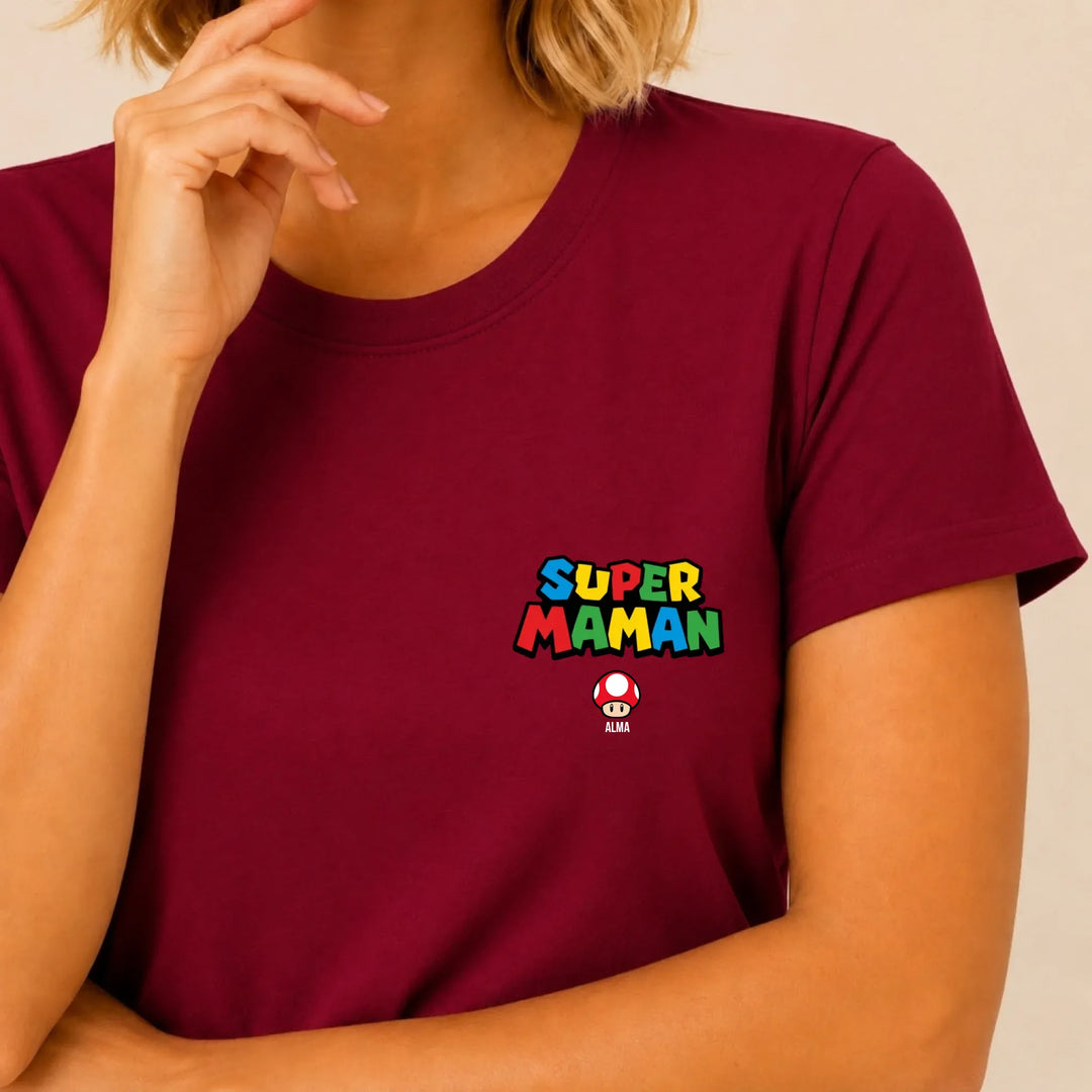 T-shirt super maman T-shirt Poitrine Femme | Gildan® 5000 DTF 2.0 / Bordeaux / S
