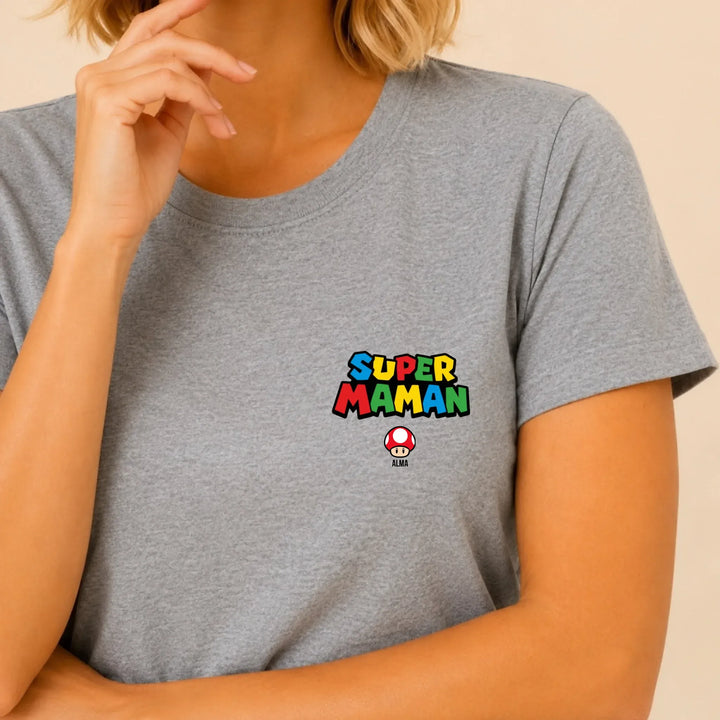 T-shirt super maman T-shirt Poitrine Femme | Gildan® 5000 DTF 2.0 / Gris / S