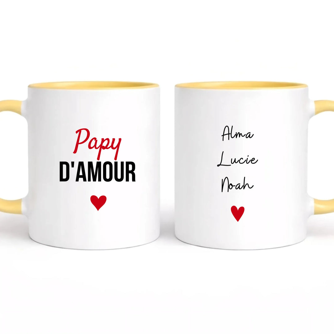 Tasse à offrir papy d amour Mug 325ml | Double Sans perspective / Jaune / 325ml