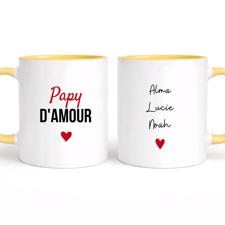 Tasse à offrir papy d amour Mug 325ml | Double Sans perspective / Jaune / 325ml