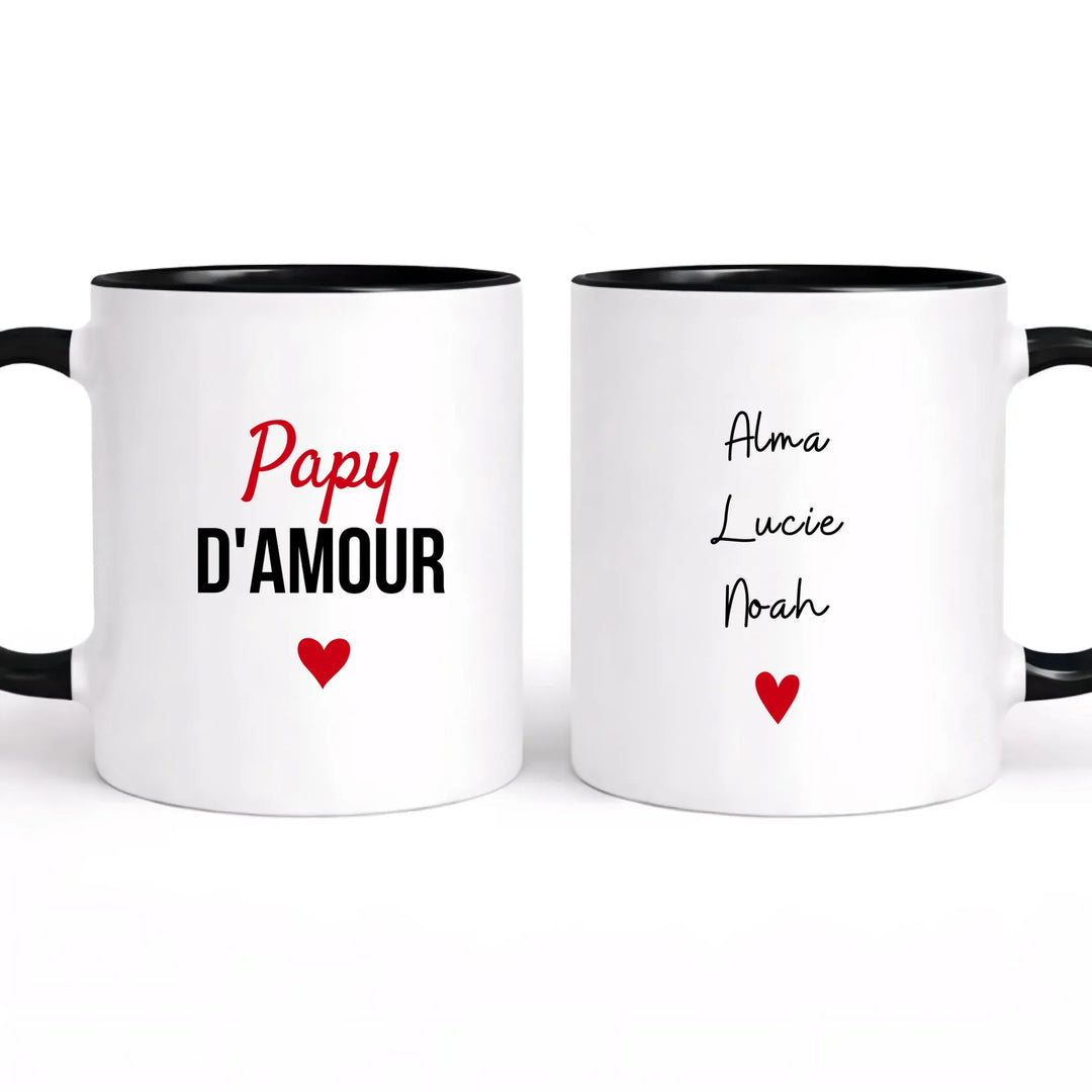 Tasse à offrir papy d amour Mug 325ml | Double Sans perspective / Noir / 325ml