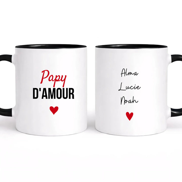Tasse à offrir papy d amour Mug 325ml | Double Sans perspective / Noir / 325ml