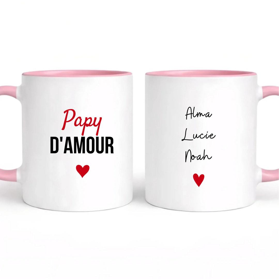 Tasse à offrir papy d amour Mug 325ml | Double Sans perspective / Rose / 325ml