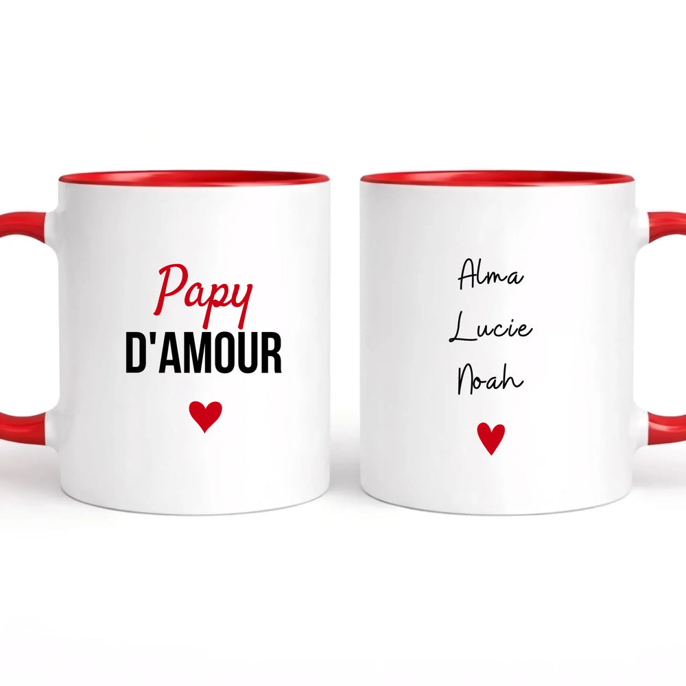 Tasse à offrir papy d amour Mug 325ml | Double Sans perspective / Rouge / 325ml