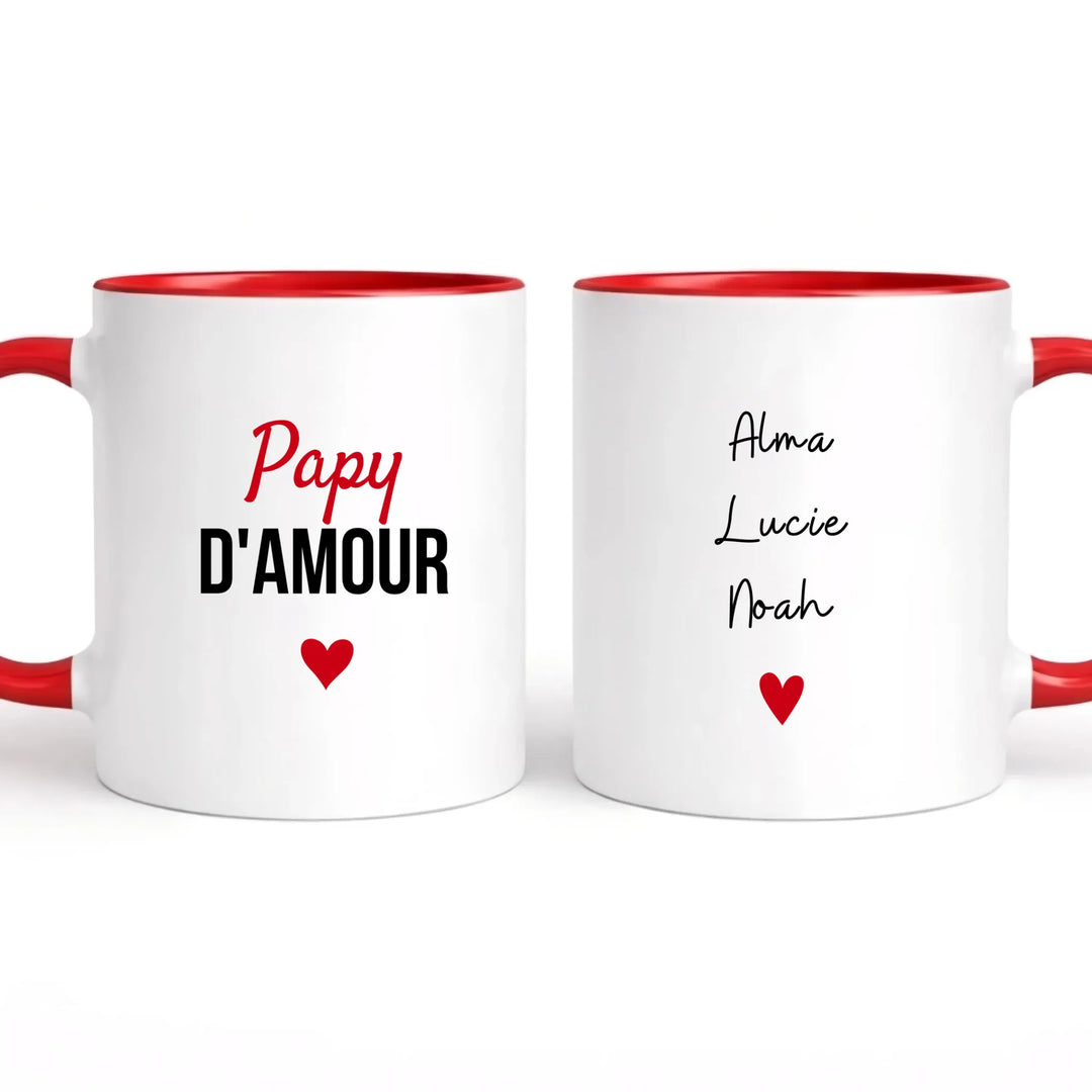 Tasse à offrir papy d amour Mug 325ml | Double Sans perspective / Rouge / 325ml
