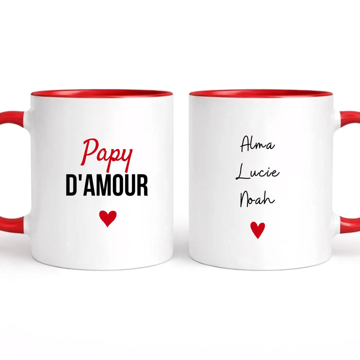 Tasse à offrir papy d amour Mug 325ml | Double Sans perspective / Rouge / 325ml