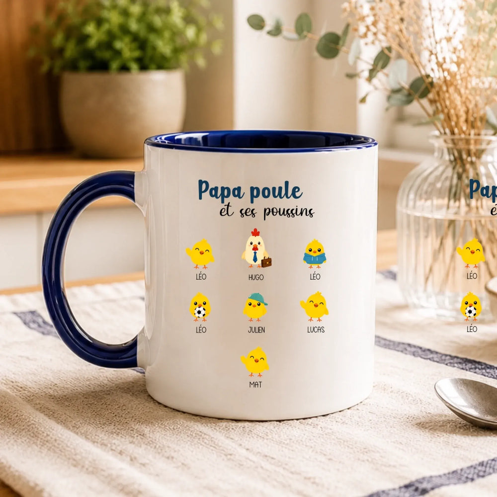 Tasse Personnalisée - Papa poule et ses poussins