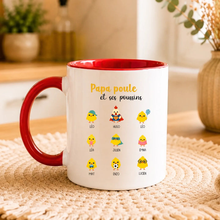Tasse Personnalisée - Papa poule et ses poussins