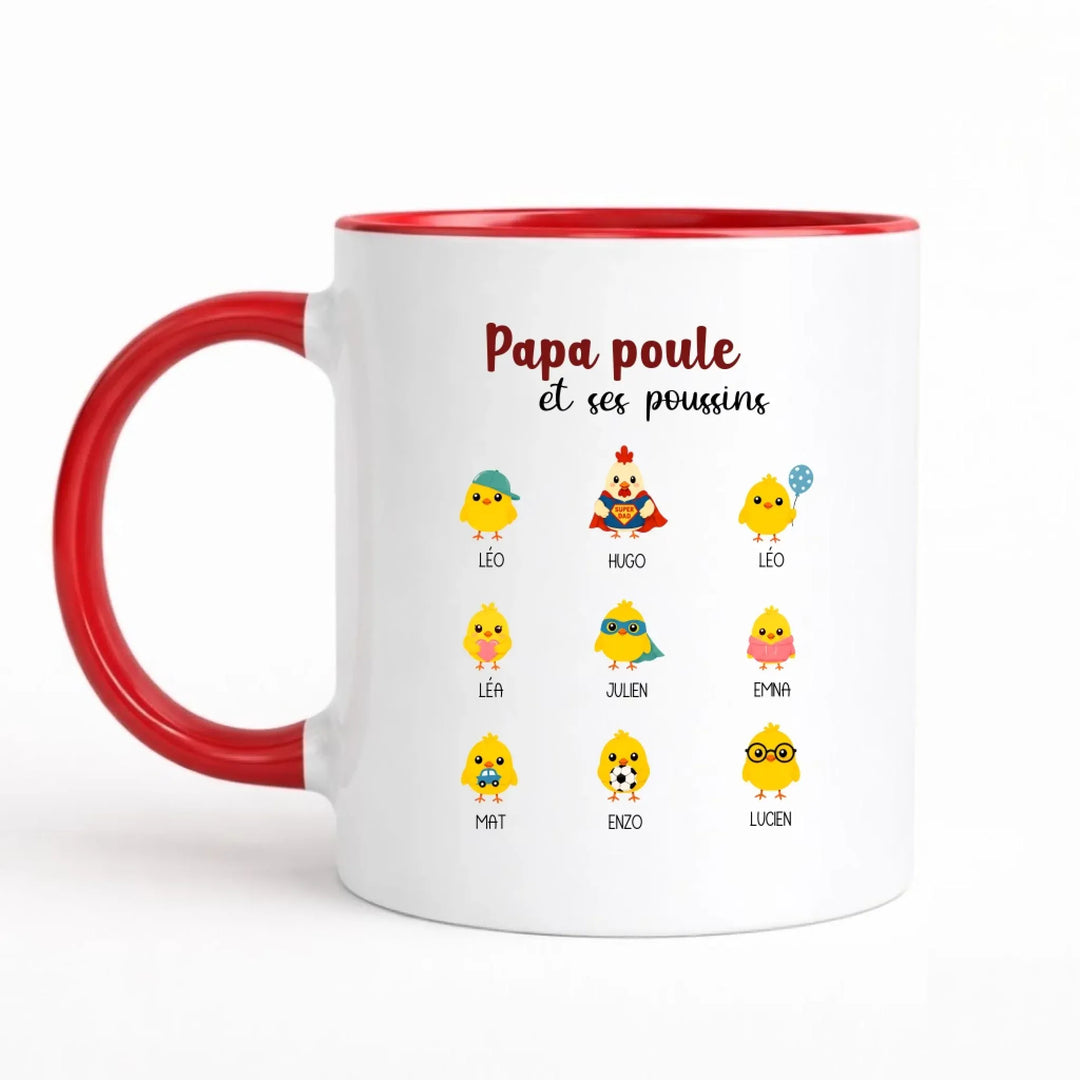 Tasse Personnalisée - Papa poule et ses poussins