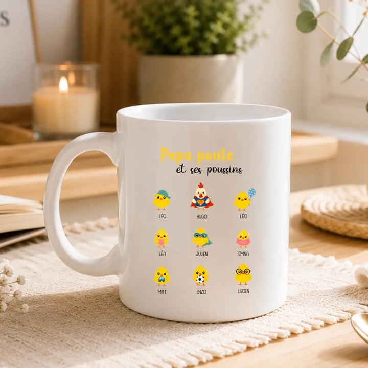 Tasse Personnalisée - Papa poule et ses poussins
