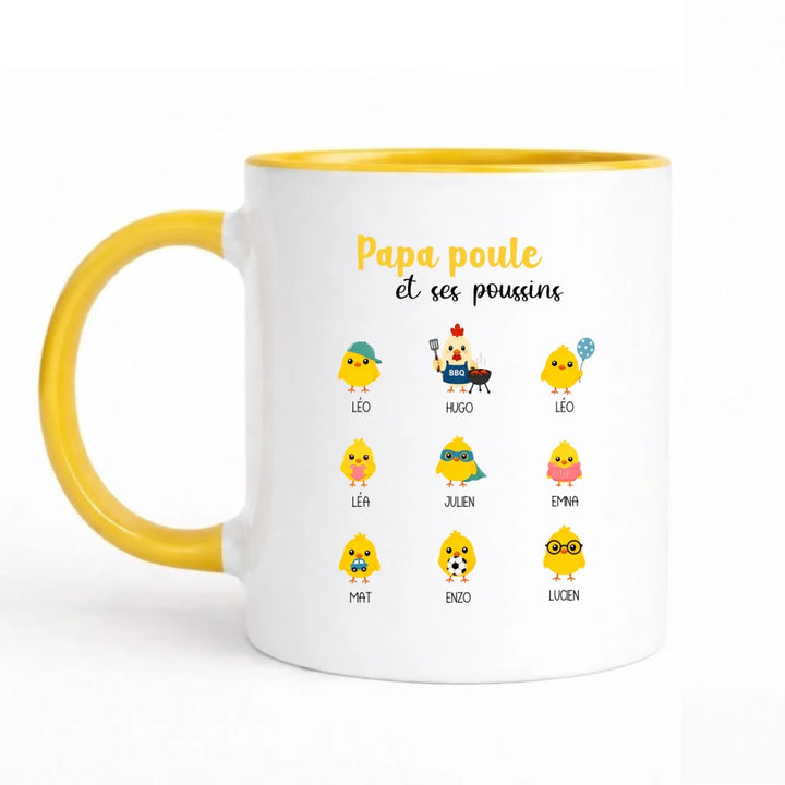 Tasse Personnalisée - Papa poule et ses poussins