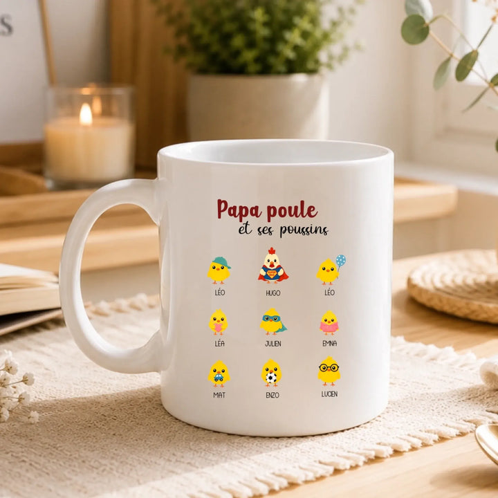 Tasse Personnalisée - Papa poule et ses poussins