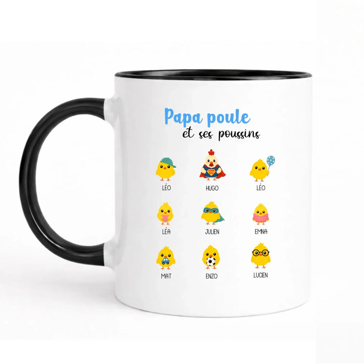 Tasse Personnalisée - Papa poule et ses poussins
